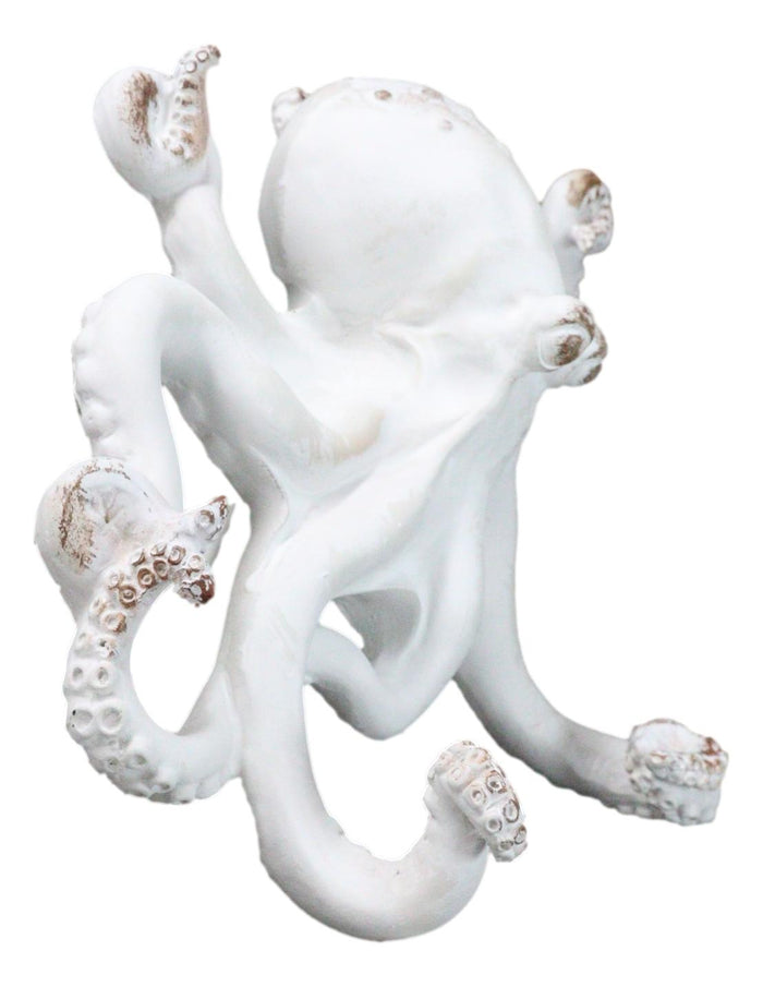 Ebros Gift Nautical Marine Antique White Giant Octopus Multi Point Tentacles Wall Hooks