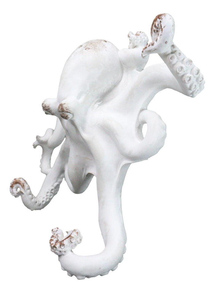 Ebros Gift Nautical Marine Antique White Giant Octopus Multi Point Tentacles Wall Hooks