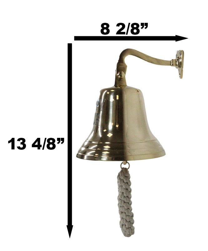 Ebros Gift Nautical Marine Antiqued Brass Happy Hour Bell Wall Decor Dinner Bells Accent