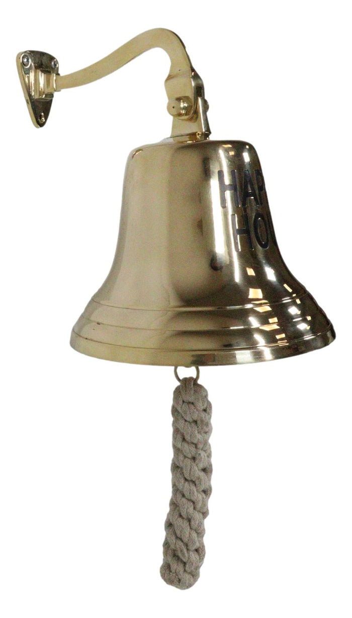 Ebros Gift Nautical Marine Antiqued Brass Happy Hour Bell Wall Decor Dinner Bells Accent