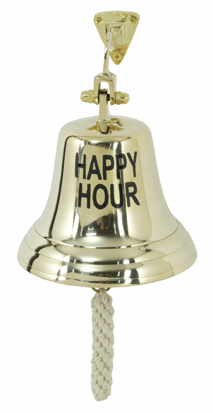 ebros gift Nautical Marine Antiqued Brass Happy Hour Bell Wall Decor Dinner Bells Accent