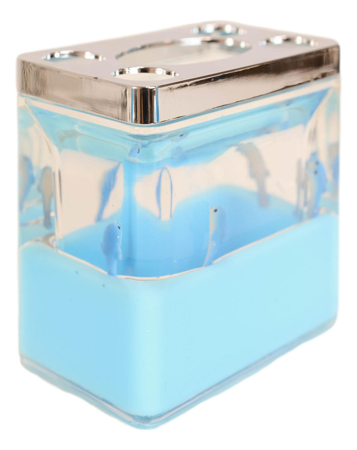 Ebros Gift Nautical Marine Blue Dolphins 5 Piece Chic Bathroom Vanity Accessories Gift Set