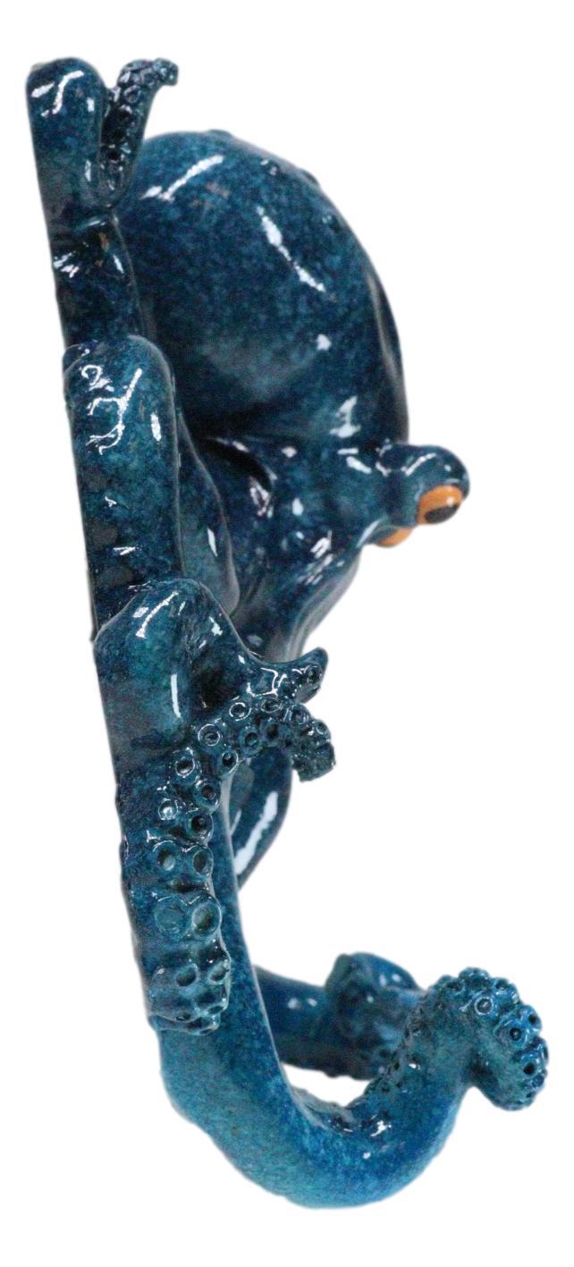 Ebros Gift Nautical Marine Blue Giant Octopus Multi Point Tentacles Wall Hooks Sculpture
