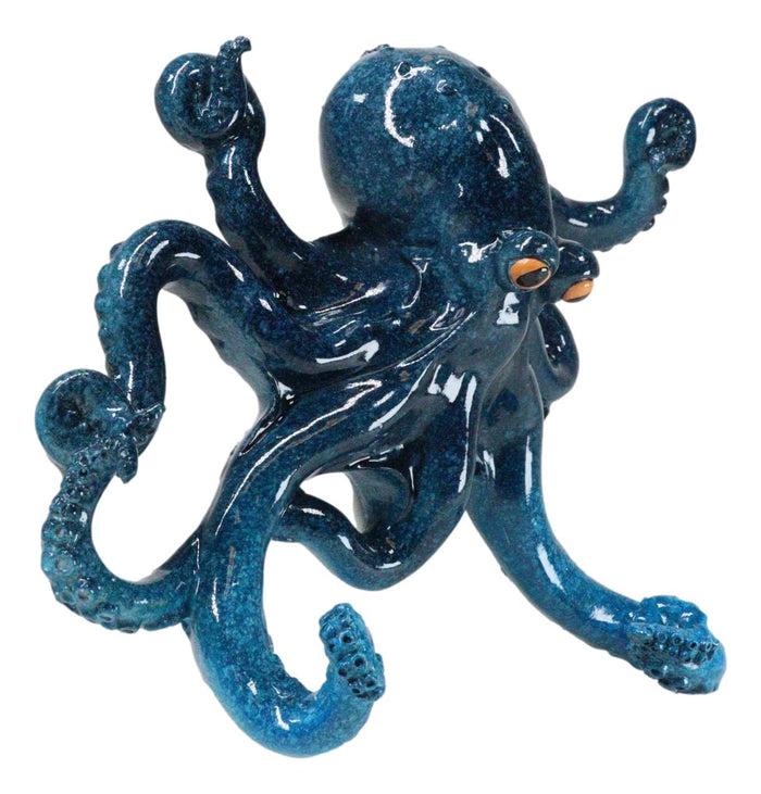 Ebros Gift Nautical Marine Blue Giant Octopus Multi Point Tentacles Wall Hooks Sculpture