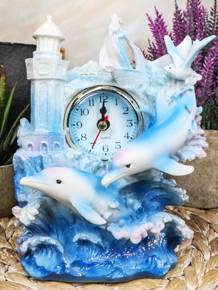 ebros gift Nautical Marine Bottlenose Dolphins Family By Ocean Atlantis Waves Table Clock