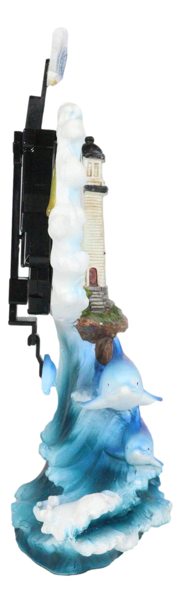 Ebros Gift Nautical Marine Bottlenose Dolphins Family In Waves By Lighthouse Table Clock