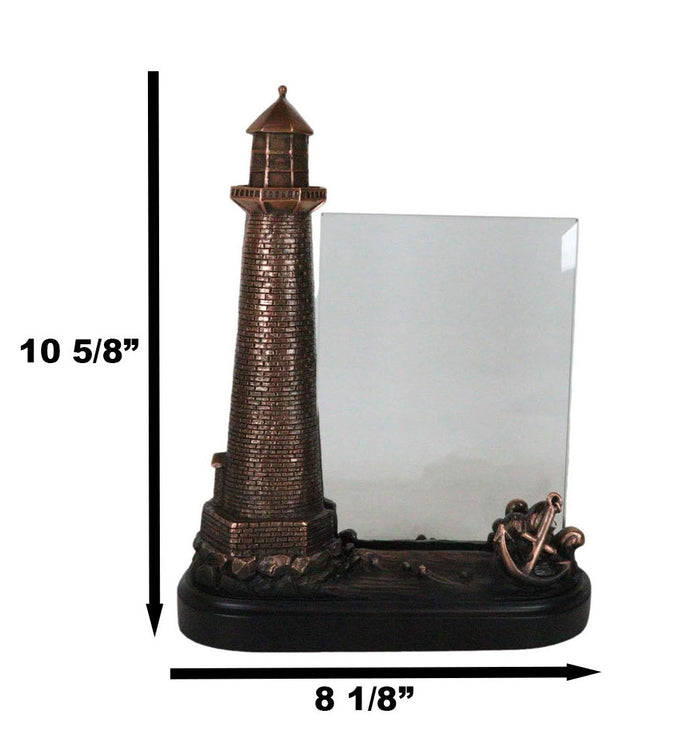 Ebros Gift Nautical Marine Lighthouse And Ship Anchor 5"X7" Glass Photo Frame Figurine