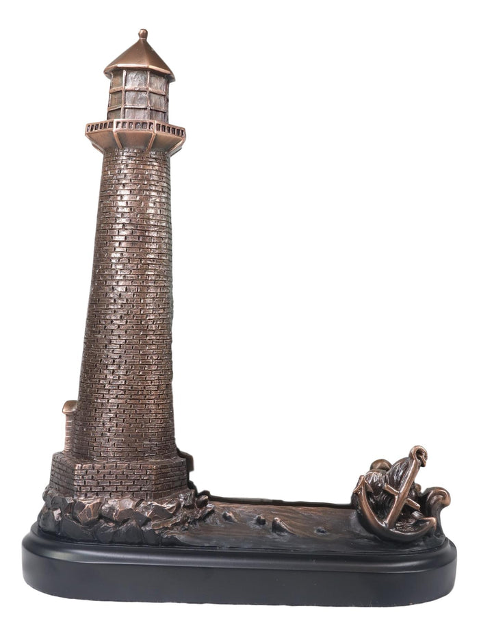 Ebros Gift Nautical Marine Lighthouse And Ship Anchor Statue With 5"X7" Glass Photo Frame