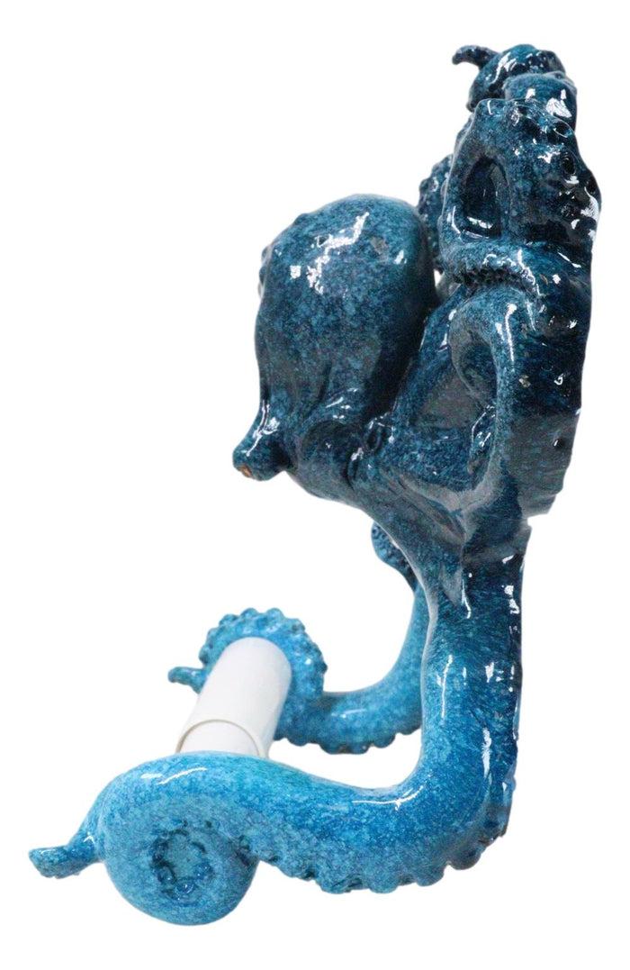 Ebros Gift Nautical Marine Ocean Blue Sea Octopus Tentacles Wall Toilet Paper Holder