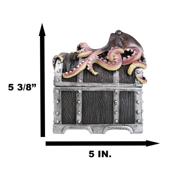 Ebros Gift Nautical Marine Ocean Octopus Kraken Guarding Treasure Chest Decorative Box