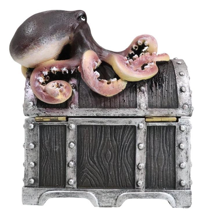 Ebros Gift Nautical Marine Ocean Octopus Kraken Guarding Treasure Chest Decorative Box