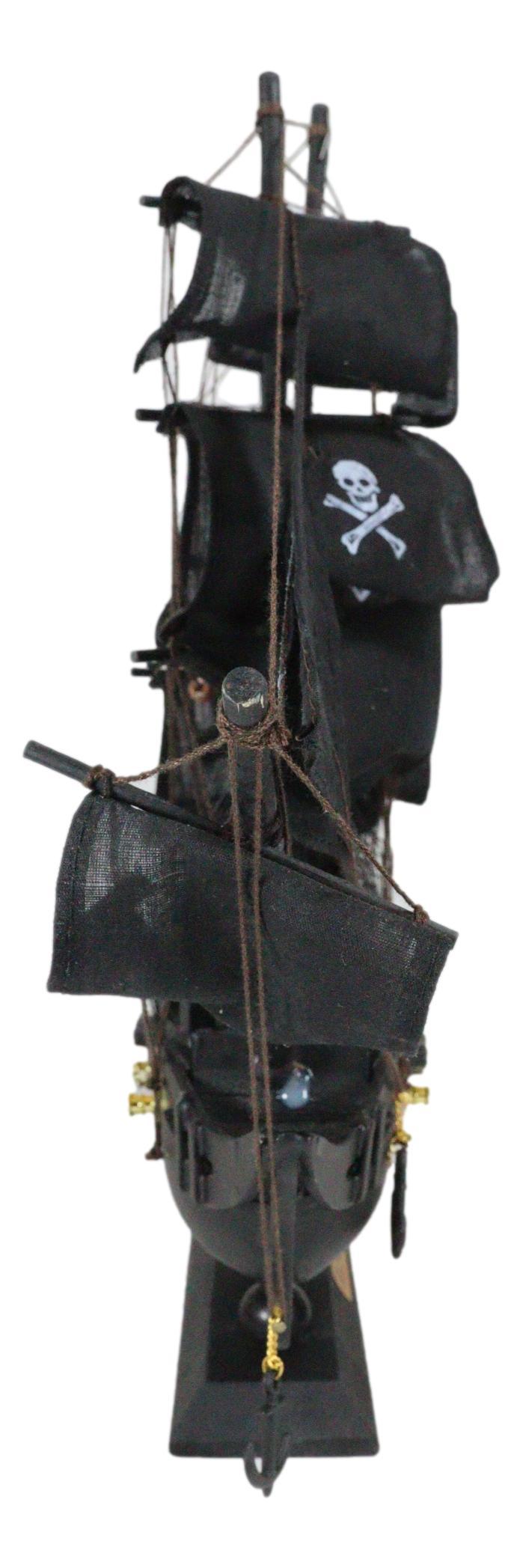 Ebros Gift Nautical Marine Pirate Black Jolly Roger Cross Bones Skull Model Sail Ship Boat