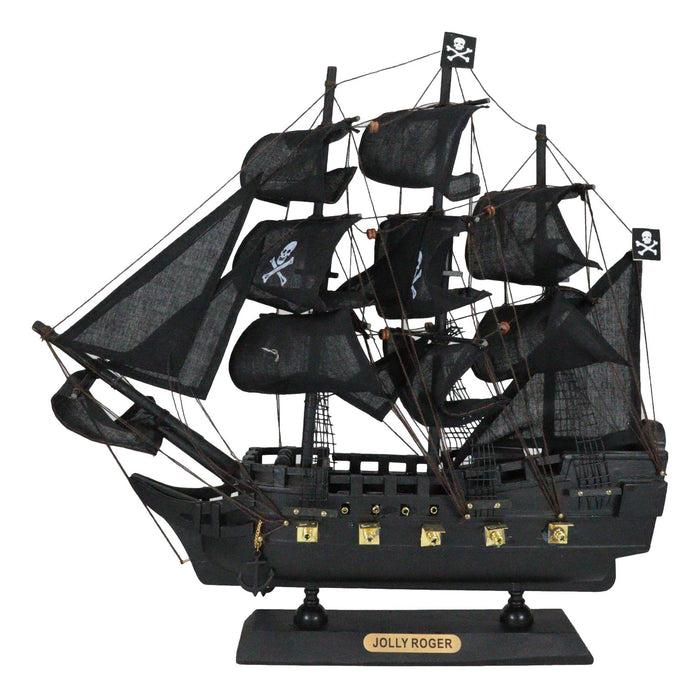 Ebros Gift Nautical Marine Pirate Black Jolly Roger Cross Bones Skull Model Sail Ship Boat