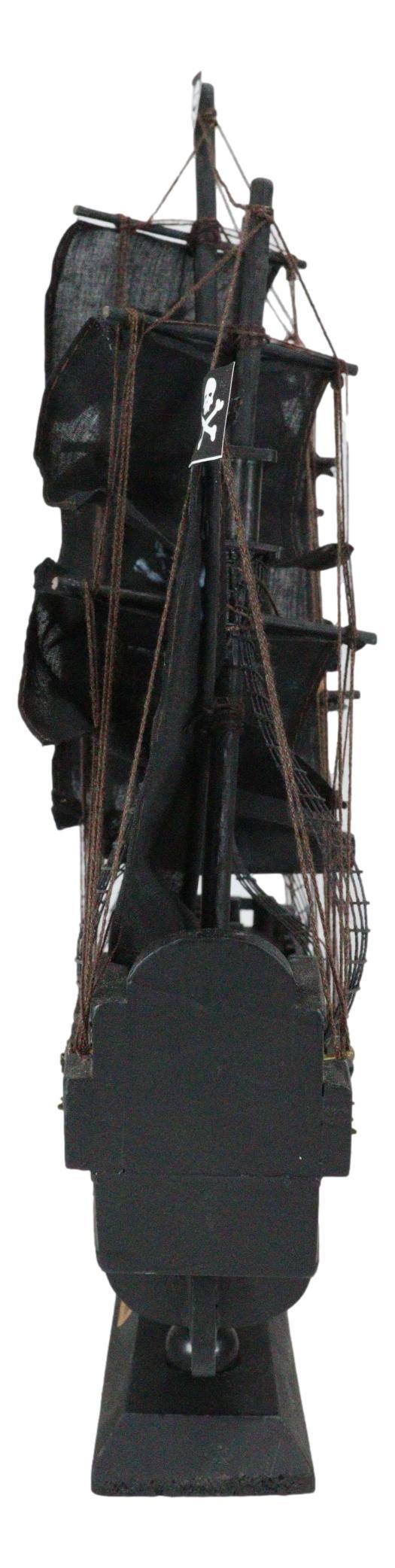 Ebros Gift Nautical Marine Pirate Black Jolly Roger Cross Bones Skull Model Sail Ship Boat