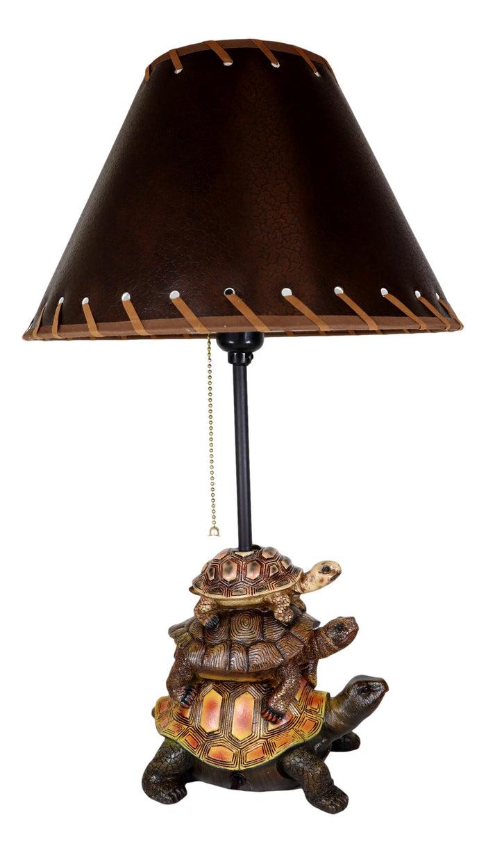 Ebros Gift Nautical Marine Reptile Stacked Tortoises Turtles Desktop Table Lamp With Shade