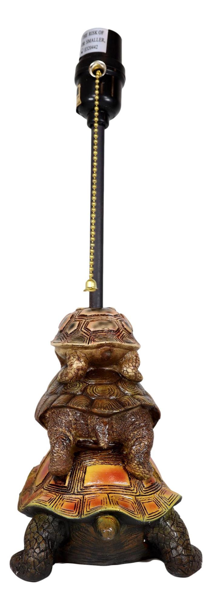Ebros Gift Nautical Marine Reptile Stacked Tortoises Turtles Desktop Table Lamp With Shade