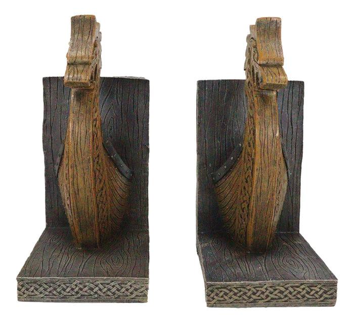 Ebros Gift Nautical Marine Scandinavian Viking Fjord Dragon Longship Prow Ship Bookends Set