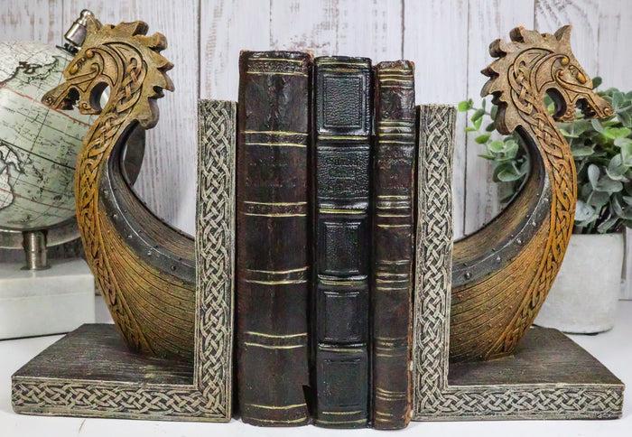 ebros gift Nautical Marine Scandinavian Viking Fjord Dragon Longship Prow Ship Bookends Set
