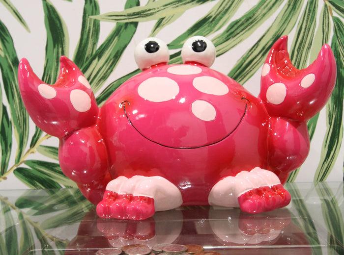 ebros gift Nautical Marine Whimsical Pink Crab Kids Boys Girls Piggy Coin Bank Figurine