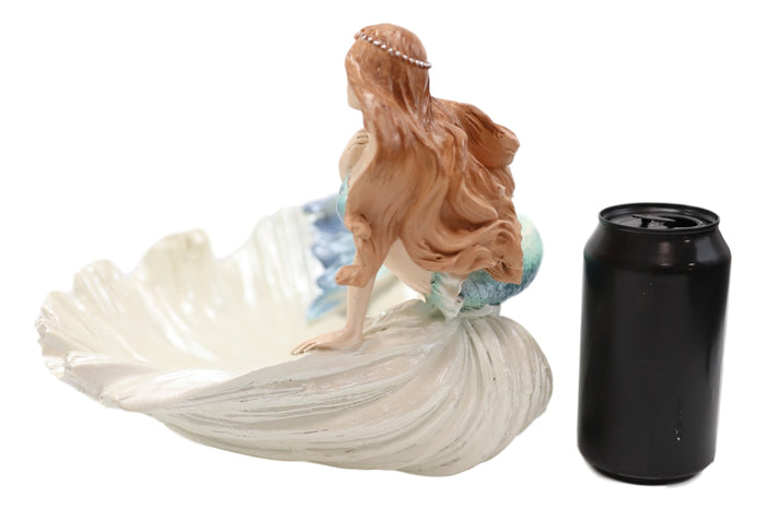 Ebros Gift Nautical Mermaid With Sea Oyster Shell Decorative Jewelry Potpourri Bowl Statue