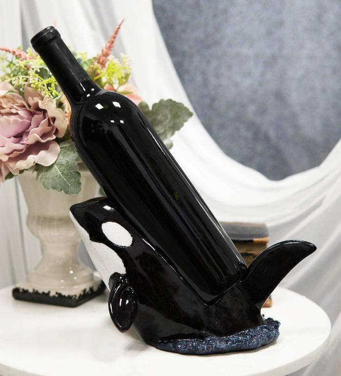 ebros gift Nautical Ocean Marine Breaching Orca Killer Whale Wine Bottle Holder Statue