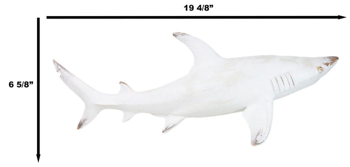 Ebros Gift Nautical Ocean Marine Great White Shark Swimming Antiqued White Figurine 19.5"L
