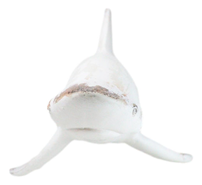 Ebros Gift Nautical Ocean Marine Great White Shark Swimming Antiqued White Figurine 19.5"L