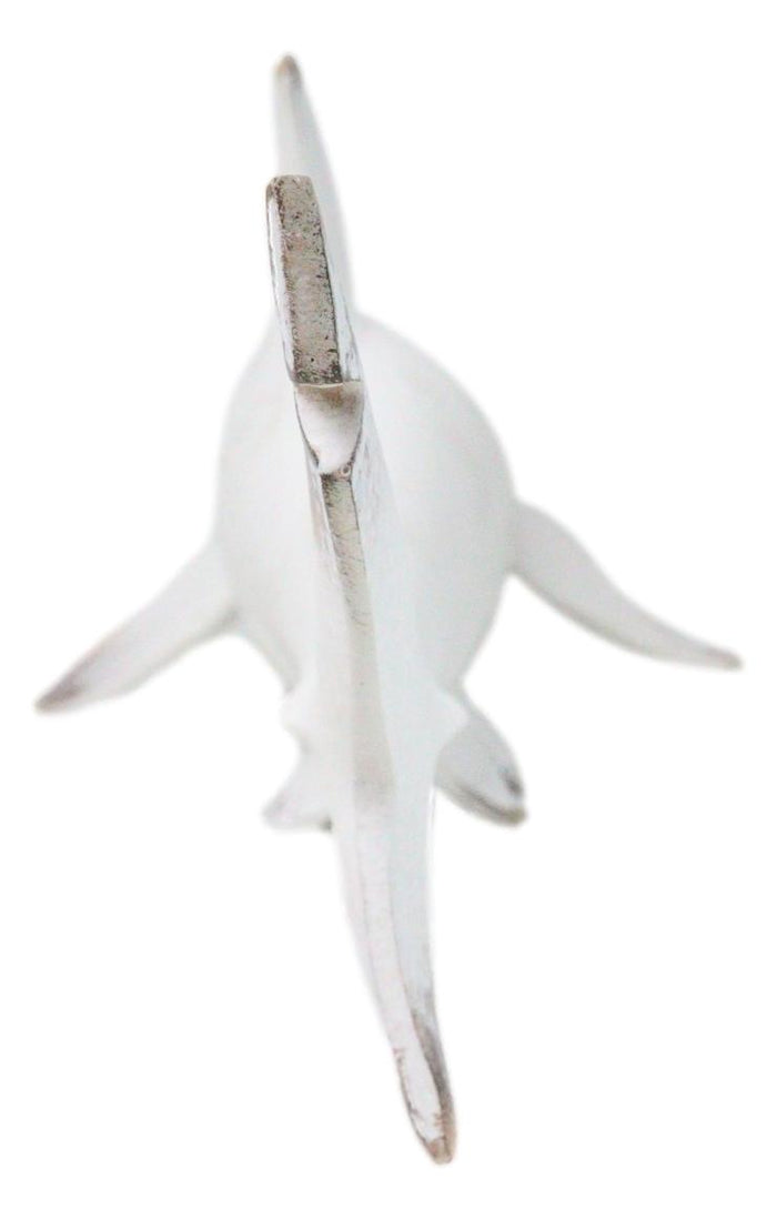 Ebros Gift Nautical Ocean Marine Great White Shark Swimming Antiqued White Figurine 19.5"L