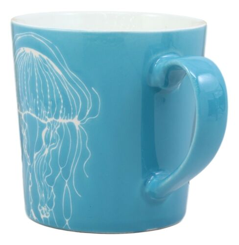 Ebros Gift Nautical Ocean Marine Jellyfish Drinking Beverage Blue Stoneware Ceramic Mug