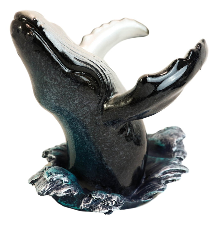 Ebros Gift Nautical Ocean Marine Leaping Baleen Humpback Whale Wine Bottle Holder Statue