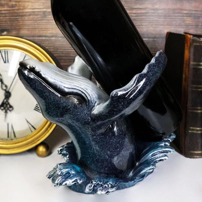 ebros gift Nautical Ocean Marine Leaping Baleen Humpback Whale Wine Bottle Holder Statue