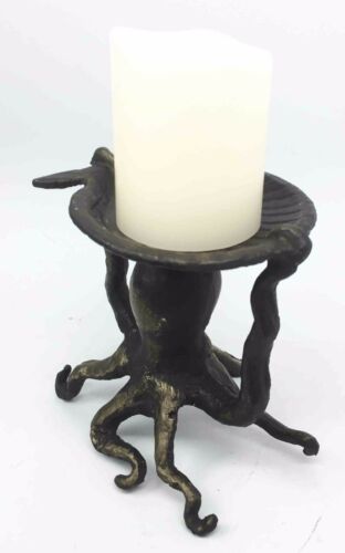 Ebros Gift Nautical Ocean Reef Kraken Octopus With Sea Shell Pillar Candleholder Figurine