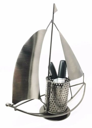Ebros Gift Nautical Ocean Sailboat Hand Made Steel Metal Office Stationery Organizer Holder
