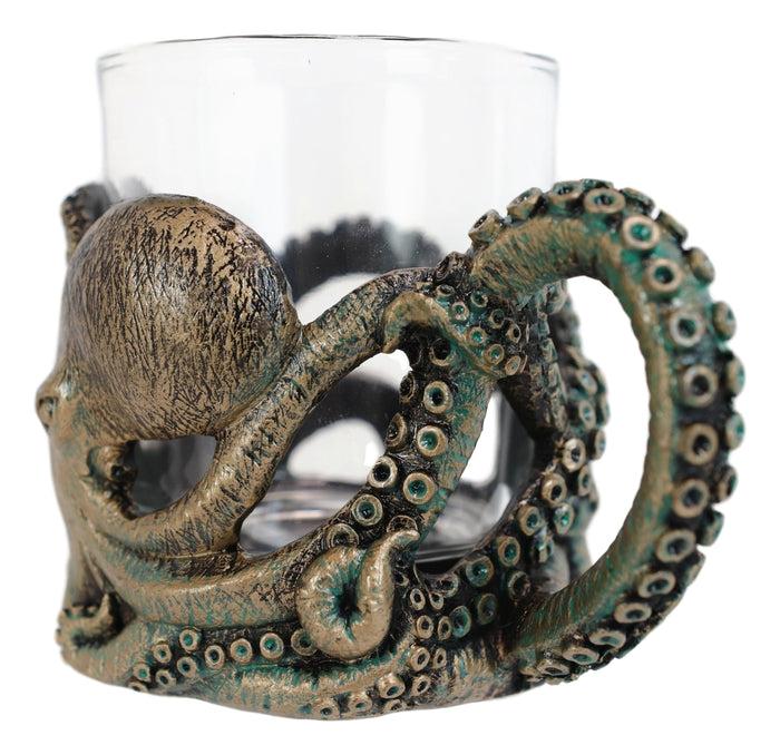 Ebros Gift Nautical Sea Octopus Kraken Glass Votive Candle Holder Figurine / Coffee Mug 8oz