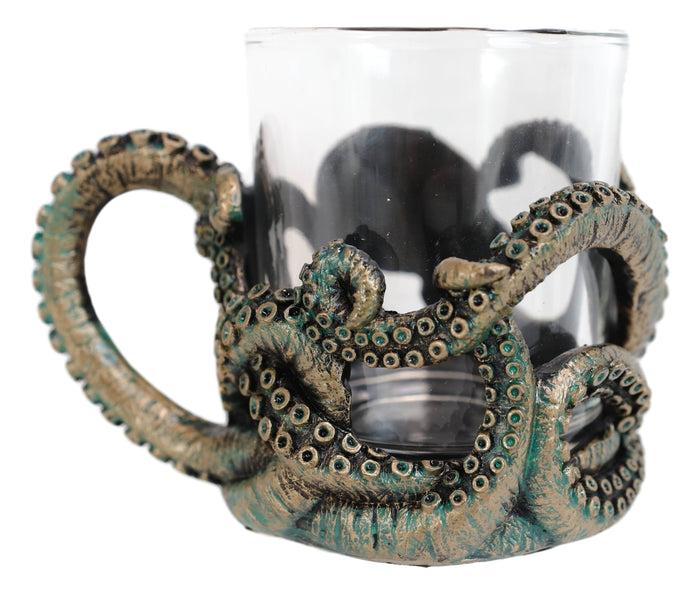 Ebros Gift Nautical Sea Octopus Kraken Glass Votive Candle Holder Figurine / Coffee Mug 8oz