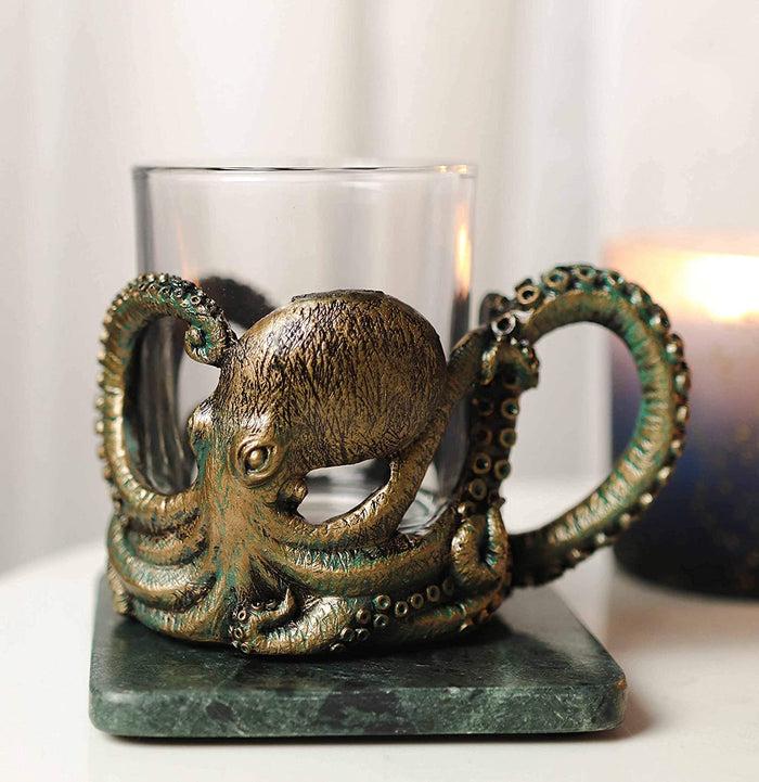 ebros gift Nautical Sea Octopus Kraken Glass Votive Candle Holder Figurine / Coffee Mug 8oz