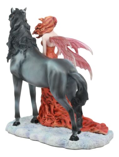 Ebros Gift Nene Thomas Echoes Of Autumn Fall Fairy Strolling With Black Beauty Horse Statue