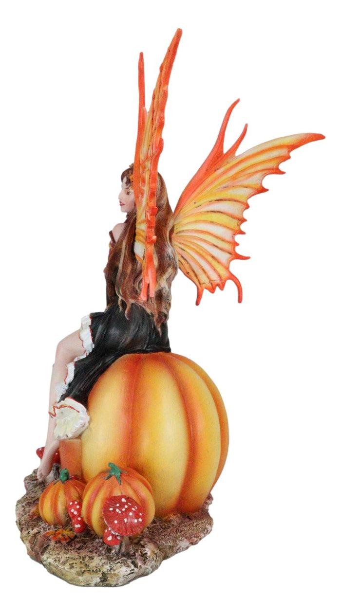 Ebros Gift Nene Thomas Fall Autumn Tribal Fairy Godmother With Pumpkins And Winged Cat Statue