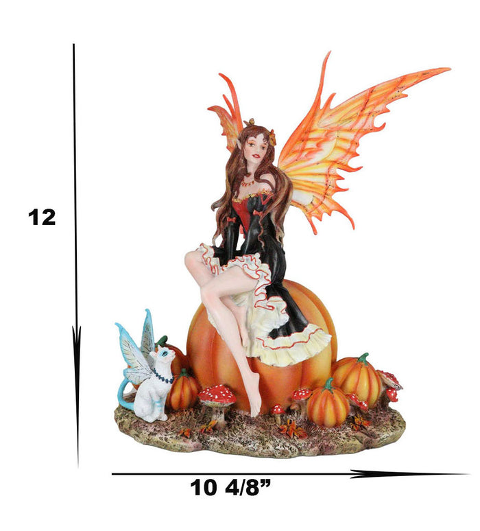 Ebros Gift Nene Thomas Fall Autumn Tribal Fairy Godmother With Pumpkins And Winged Cat Statue