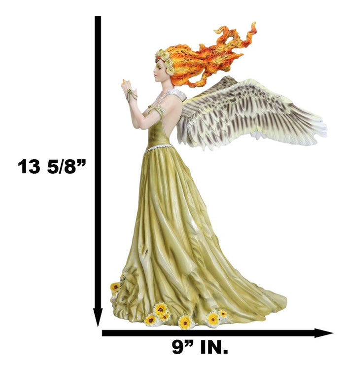 Ebros Gift Nene Thomas Fire Element Spirit Of Flame Angel Fairy In Sunflower Gown Figurine
