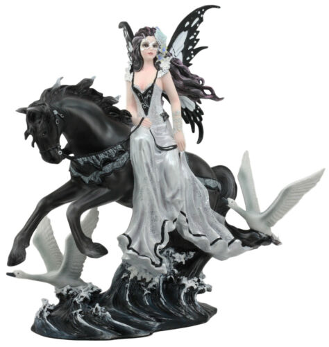 Ebros Gift Nene Thomas Lamentation Of Swans Masquerade Fairy Riding On Black Horse Statue