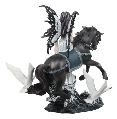 Ebros Gift Nene Thomas Lamentation Of Swans Masquerade Fairy Riding On Black Horse Statue