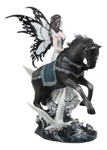 Ebros Gift Nene Thomas Lamentation Of Swans Masquerade Fairy Riding On Black Horse Statue