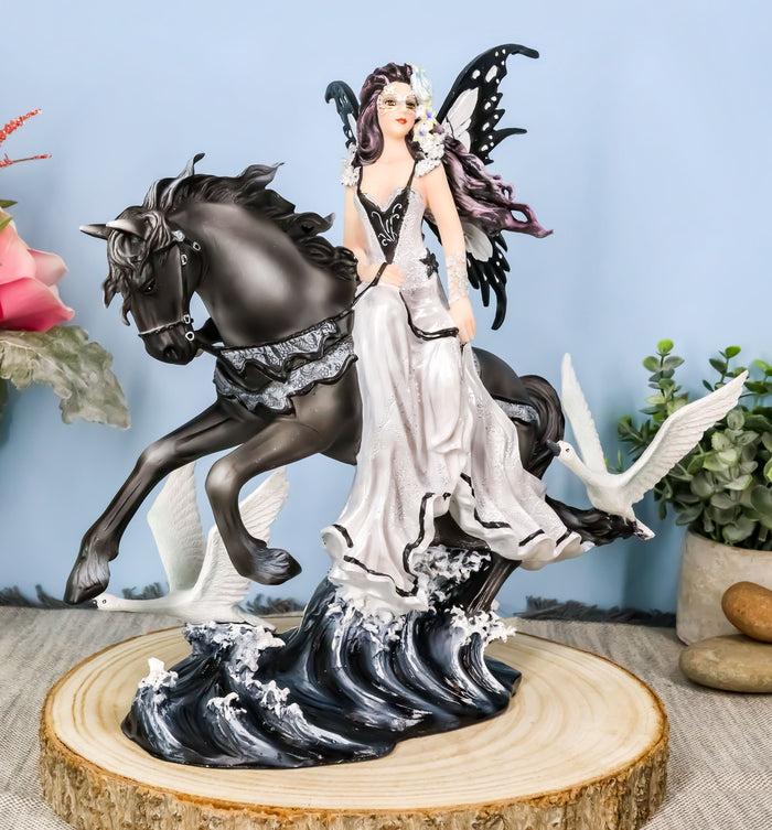 ebros gift Nene Thomas Lamentation of Swans Masquerade Fairy Riding On Black Horse Statue