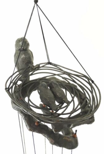 Ebros Gift Nesting Mother Bird With Chicks Aluminum Resonant Wind Chime Patio Garden Decor