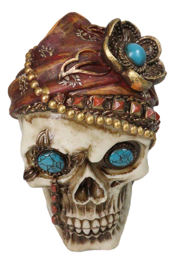 Ebros Gift New Orleans Bayou Madame LaLaurie Skull With Turquoise Rocks Money Bank Figurine