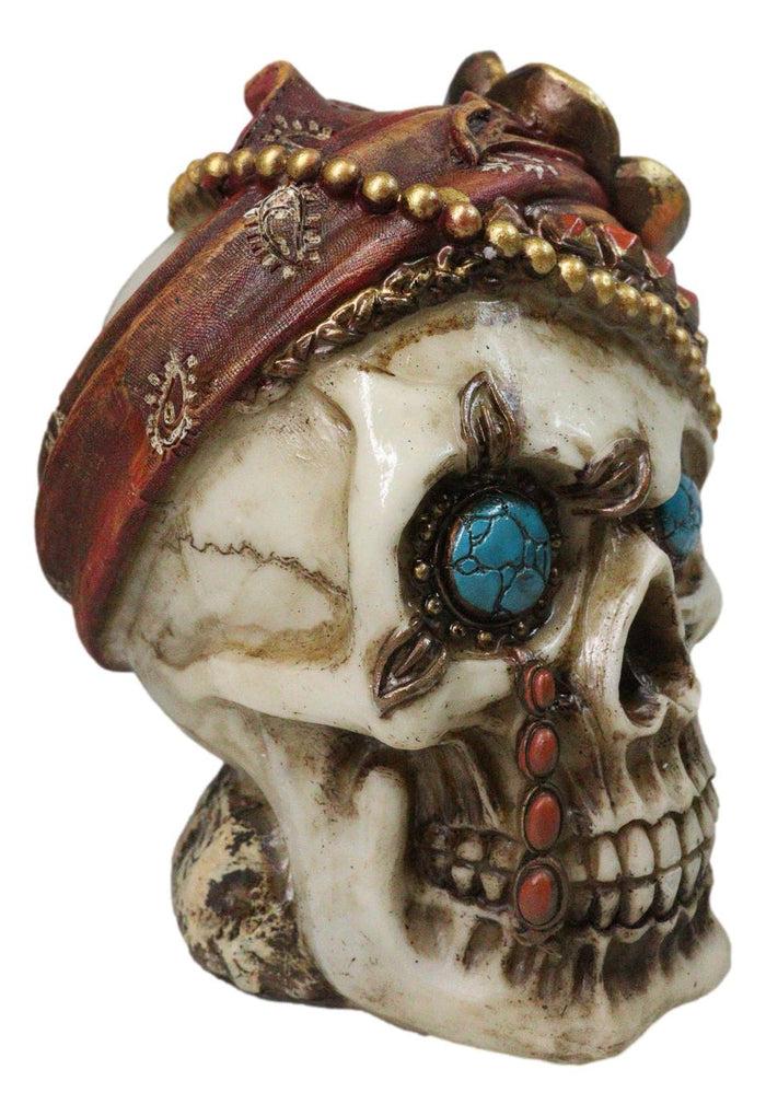 Ebros Gift New Orleans Bayou Madame LaLaurie Skull With Turquoise Rocks Money Bank Figurine