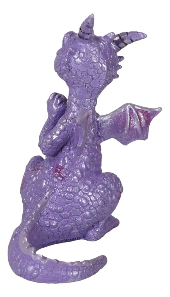 Ebros Gift Night Fury Purple Twilight Dragon Figurine 3.75"H Miniature Wishing Dragon Decor