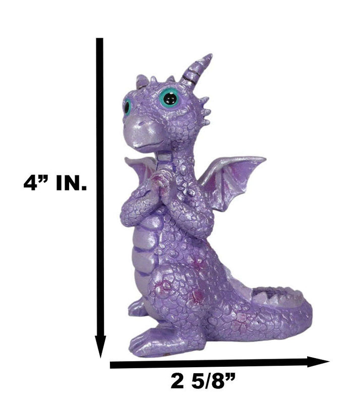 Ebros Gift Night Fury Purple Twilight Dragon Figurine 3.75"H Miniature Wishing Dragon Decor