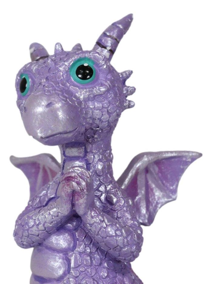Ebros Gift Night Fury Purple Twilight Dragon Figurine 3.75"H Miniature Wishing Dragon Decor